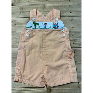 Petit Ami Baby Boy Sailor Smocked Romper Orange Gingham 3 Months